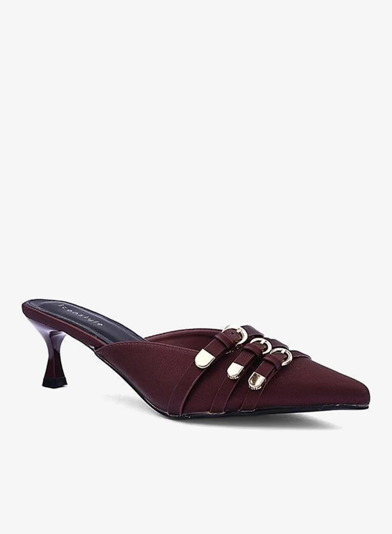 IconStyle Womens metal buckled heeled mules