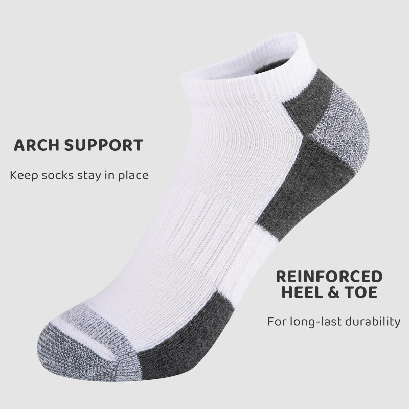Comfoex 12 Pairs Boys Ankle Cushioned Socks Athletic Low Cut Sports Breathable Socks For Kids 4-6 6-8 8-10 10-12 Years Old - Image 4