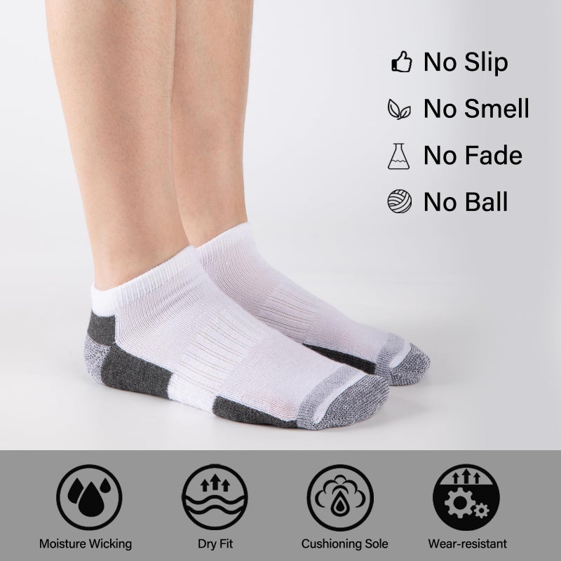 Comfoex 12 Pairs Boys Ankle Cushioned Socks Athletic Low Cut Sports Breathable Socks For Kids 4-6 6-8 8-10 10-12 Years Old - Image 2