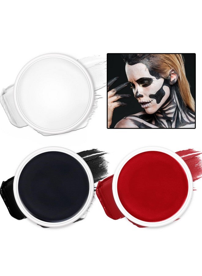 CAHIUYOA Black White Red Face Body Paint Makeup Palette Oil Based Cream Face And Body Paint Halloween Face Painting Makeup Kit For Clown Zombie Vampire Adults Costume - Image 1