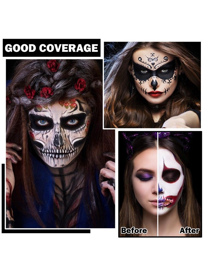 CAHIUYOA Black White Red Face Body Paint Makeup Palette Oil Based Cream Face And Body Paint Halloween Face Painting Makeup Kit For Clown Zombie Vampire Adults Costume - Image 3