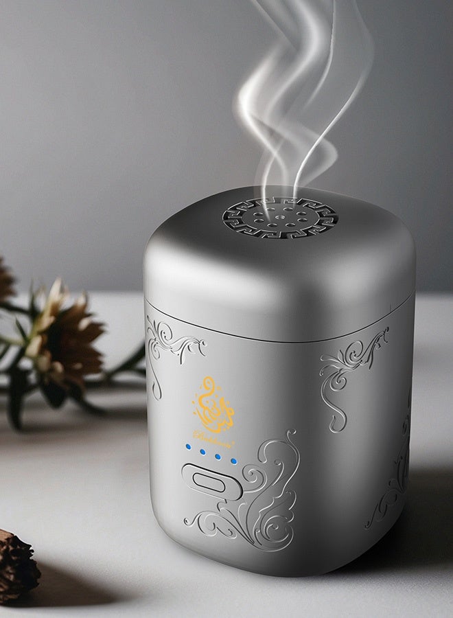 بخون مبخرة كهربائية صغيرة مع إضاءة عرض مبخرة عربية مبخرة محمولة قابلة لإعادة الشحن عبر USB مجموعة هدايا - Image 1
