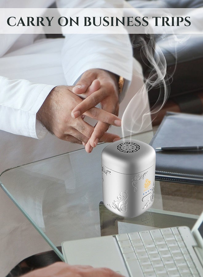 بخون مبخرة كهربائية صغيرة مع إضاءة عرض مبخرة عربية مبخرة محمولة قابلة لإعادة الشحن عبر USB مجموعة هدايا - Image 4