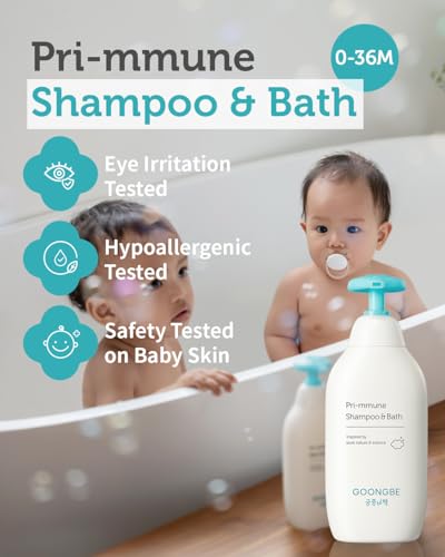 GOONGBE Pri-mmune Shampoo & Bath - Korean Baby Wash - Hypoallergenic Head to Toe Cleanser - Paraben-Free Formula For Sensitive Hair & Skin, 11.8 fl.oz. - Image 2