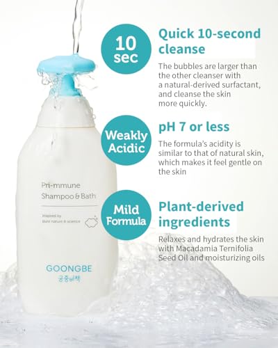 GOONGBE Pri-mmune Shampoo & Bath - Korean Baby Wash - Hypoallergenic Head to Toe Cleanser - Paraben-Free Formula For Sensitive Hair & Skin, 11.8 fl.oz. - Image 5