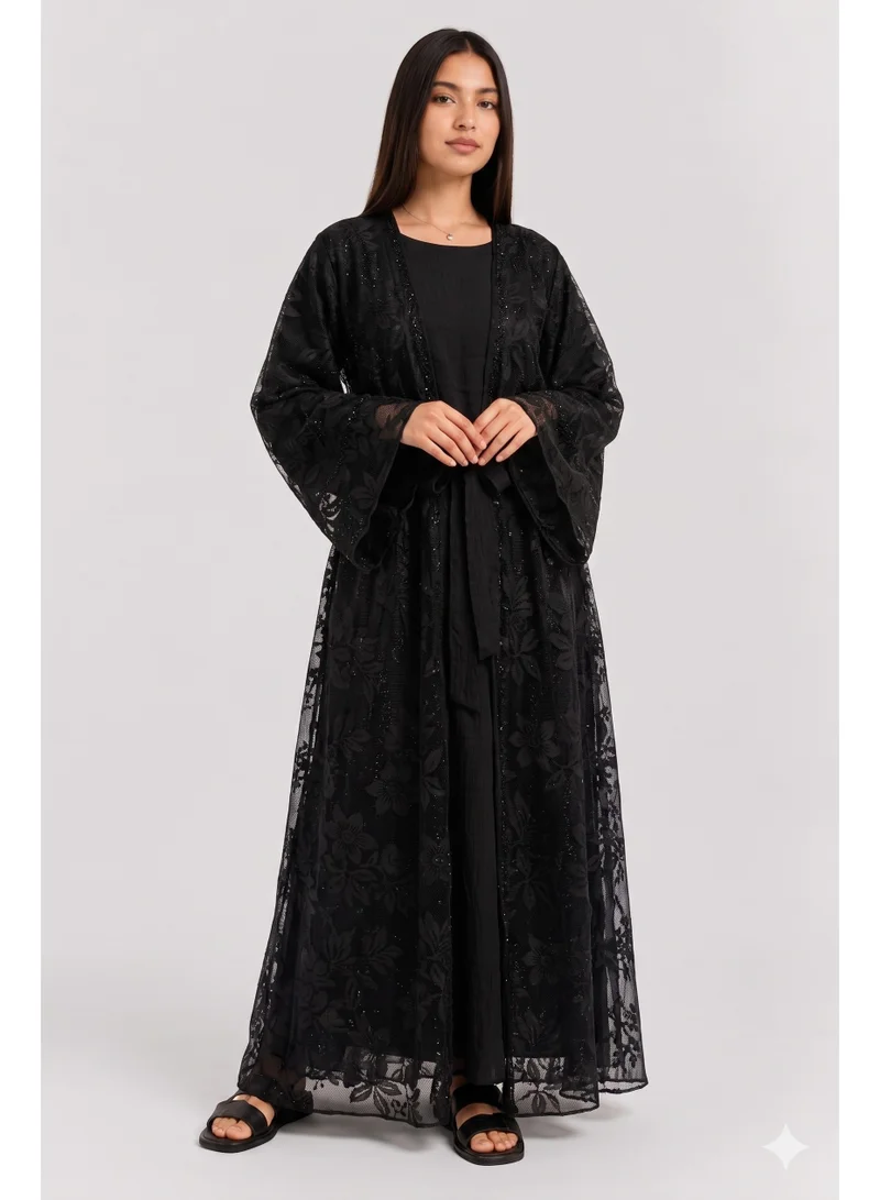 Reem Abayas Women's Lace Abaya with Matching Sheila