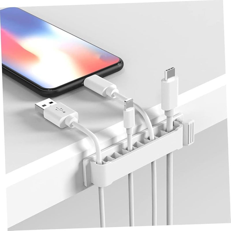 3Pcs White Adhesive Cord Clips Set 10 Hole Cable Organizer for Desk Home Office Wall - Image 4