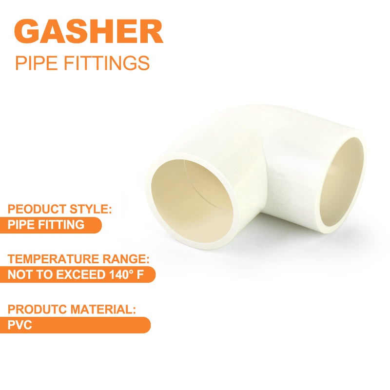 GASHER GASHER 2PCS PVC Pipe Fitting 3" PVC 90 Degree Elbow, Furniture Grade Pipe Socket Fittings, For Home or Industrial  - Image 3