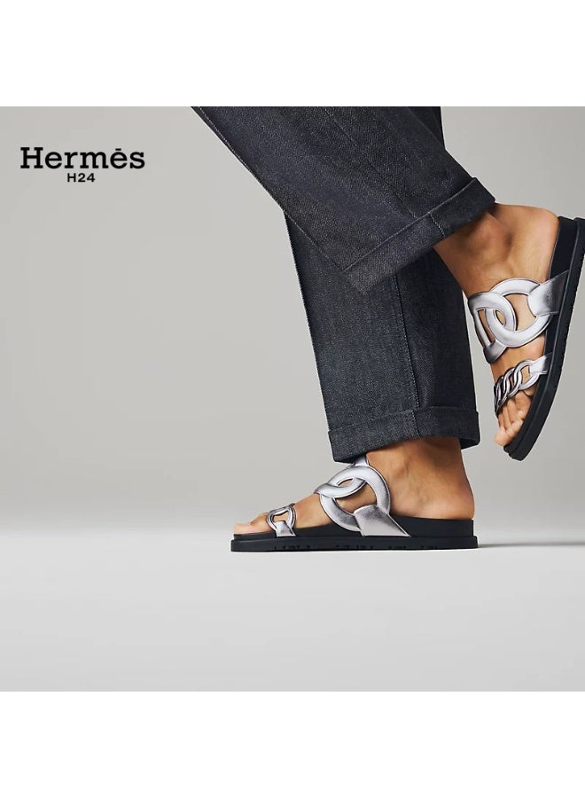 Hermes H24 Extra Sandal Techno-sandal in Nappa Leather  Metallic Anatomical Rubber Sole - Image 4