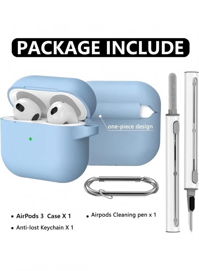 Soft Silicone Protective Case Cover for AirPods 3 with Cleaner Kit and Keychain - Image 2