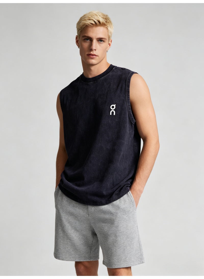 On Running  Men’s Vintage Washed Black Sleeveless Crew Neck Logo Tank Top - Image 1