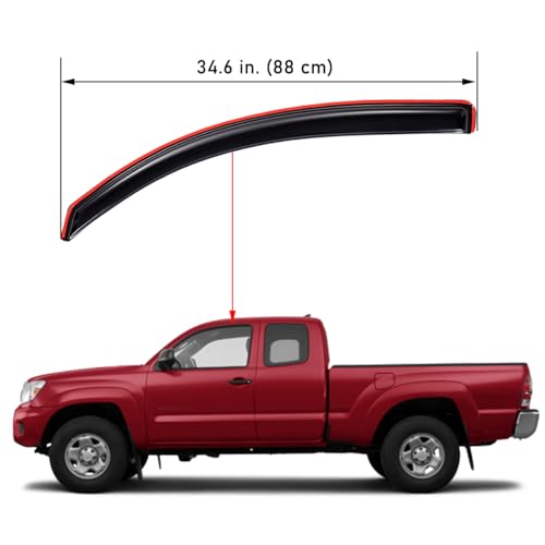 Lightronic Extra Durable Clip-on in-Channel Auto Vent Window Visor, Fits 2005-2015 Toyota Tacoma, Access Cab, UV Protection Rain Guard, Original Window Deflector, No-Drill Install, Dark Smoke, 2-Pcs - Image 3