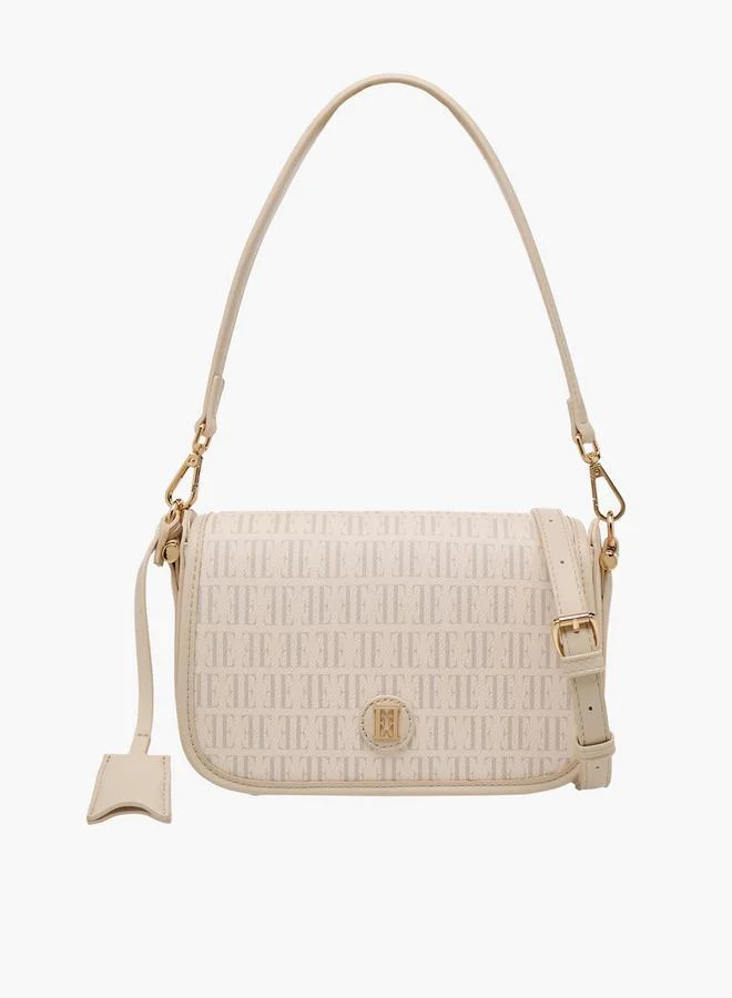 Elle Monogram Print Crossbody Bag With Detachable Strap