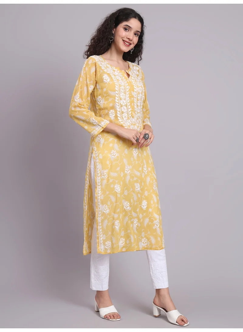 Alaya Hand Embroidered Chikankari Mulmul Cotton Kurta-AL4072