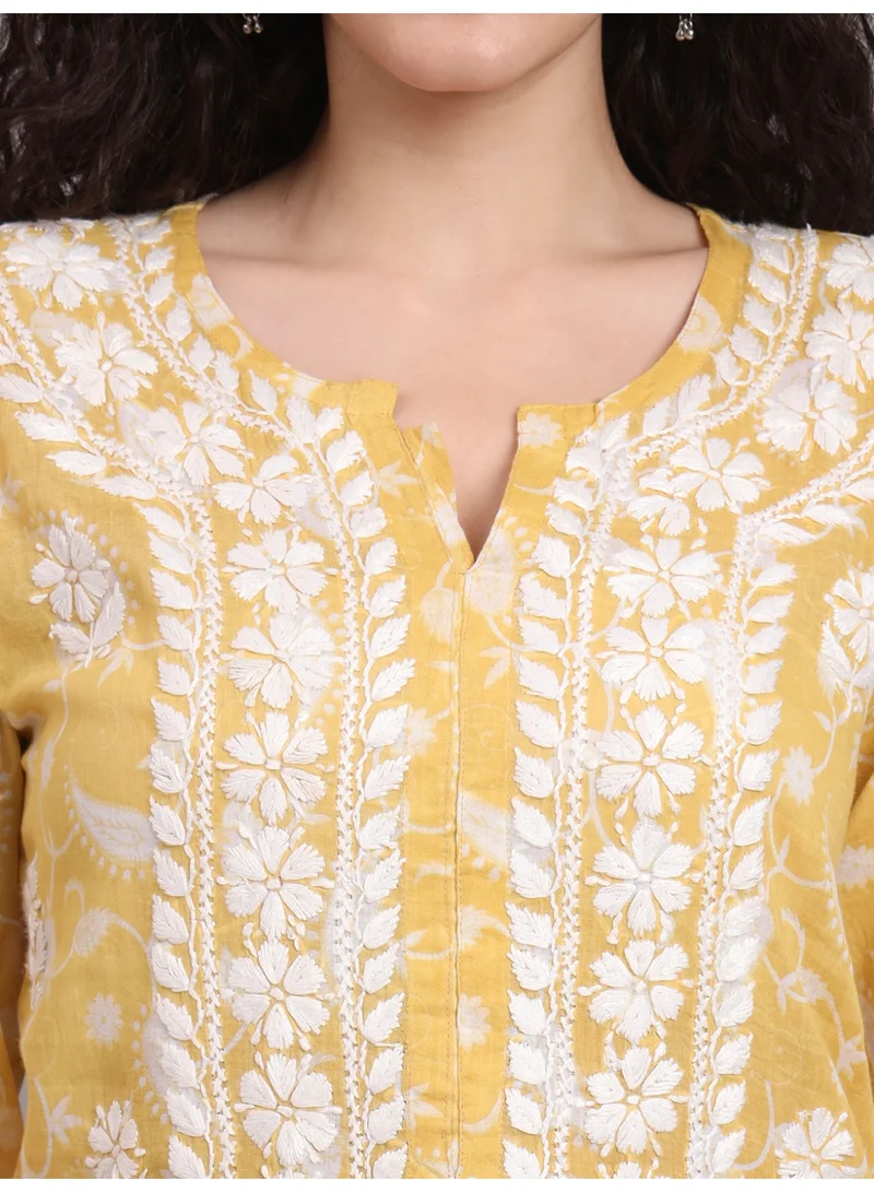 Alaya Hand Embroidered Chikankari Mulmul Cotton Kurta-AL4072