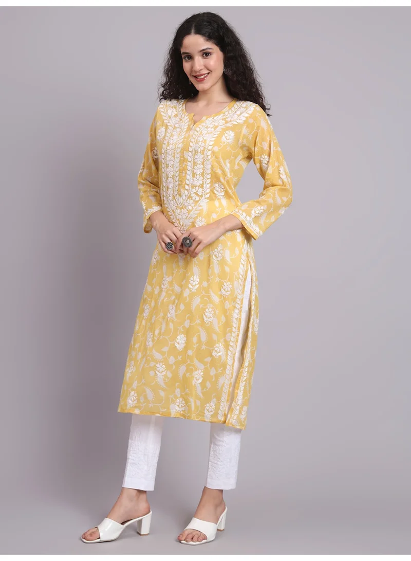 Alaya Hand Embroidered Chikankari Mulmul Cotton Kurta-AL4072