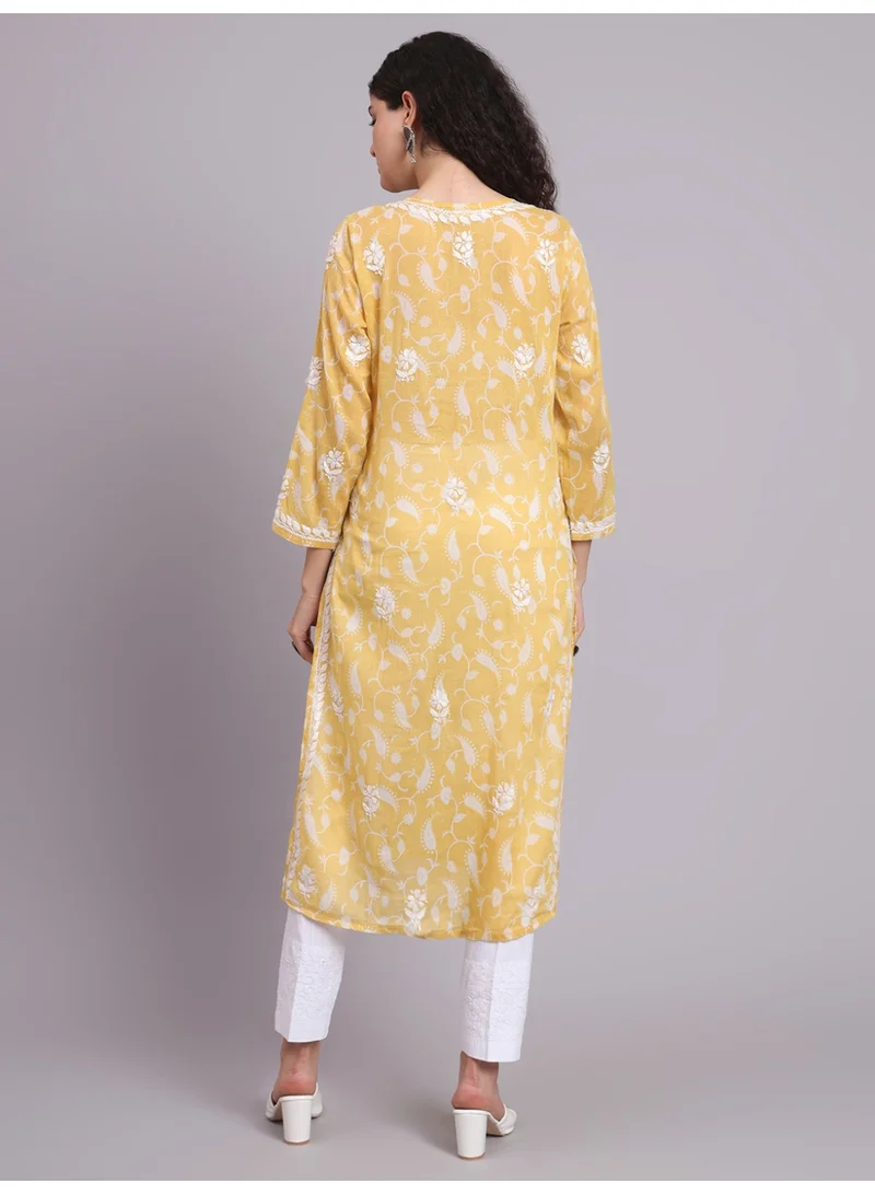 Alaya Hand Embroidered Chikankari Mulmul Cotton Kurta-AL4072