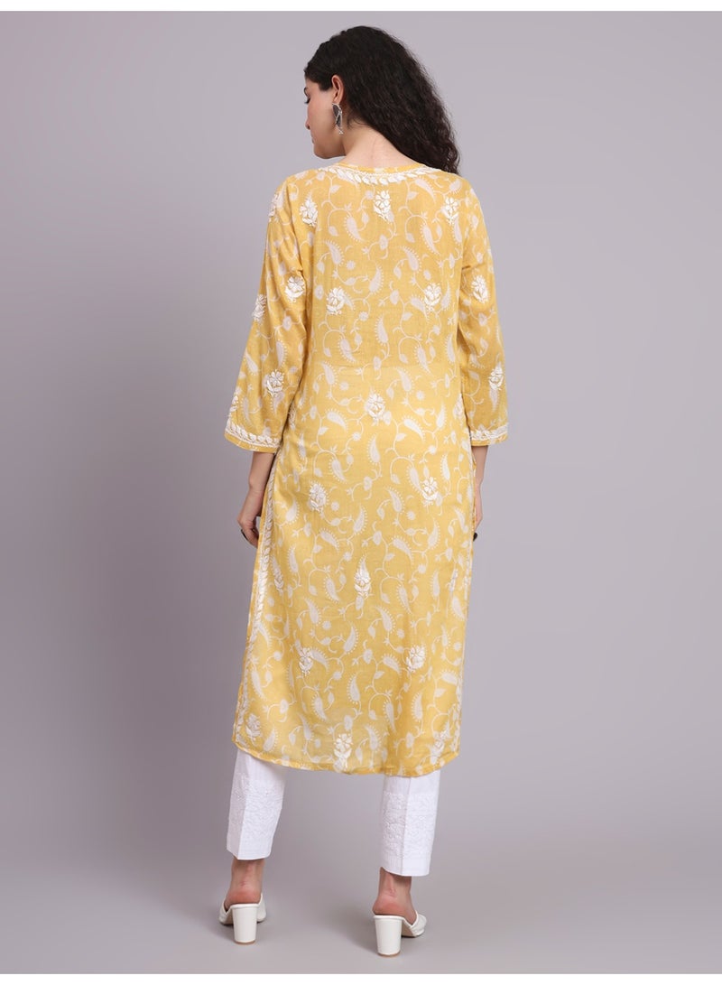Alaya Hand Embroidered Chikankari Mulmul Cotton Kurta-AL4072 - Image 2