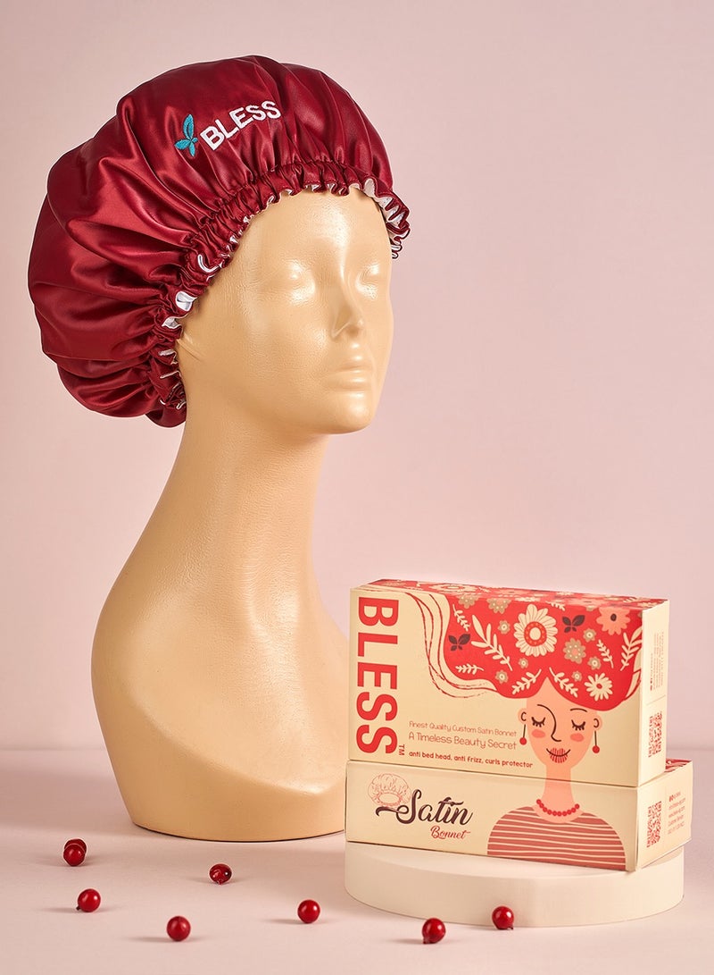 Bless Satin Bonnet Marroon