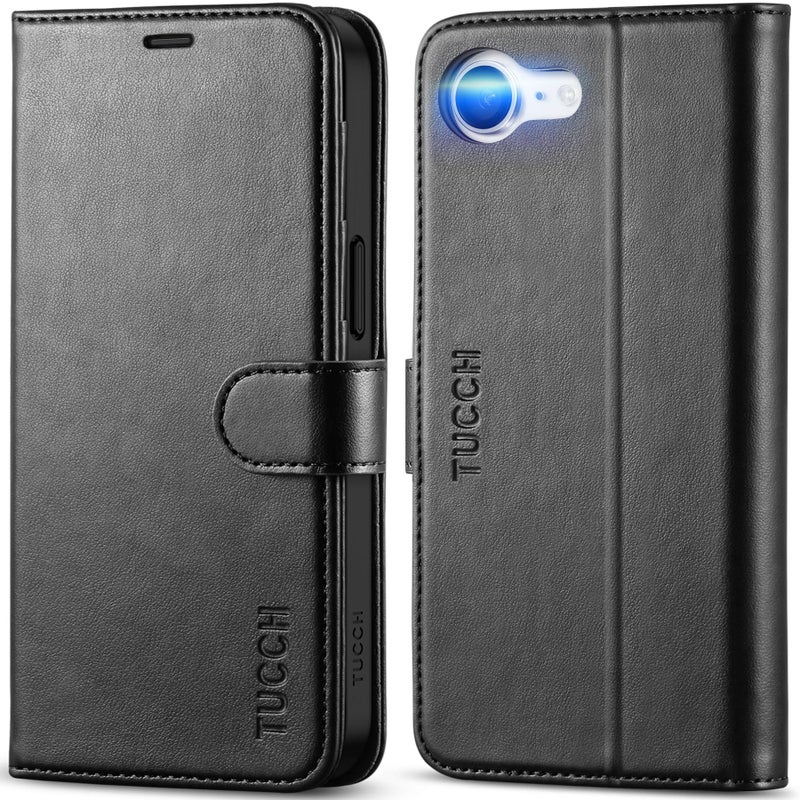 TUCCH Wallet Case for iPhone 17e/16e, [RFID Blocking] 4 Card Holder Kickstand [Shockproof TPU Inner Case] PU Leather Magnetic Closure Protective Cover for iPhone 17e 2026/16e 2025 6.1", Black - Image 1