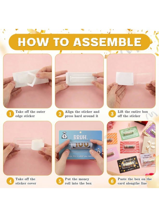 Tinlade 12 Pcs Funny Gift Card Money Holder Ornaments for Gifting Cash Checks Variety Fund Designs with Plastic Cover and Adhesive Give Cash as a Gift for Birthday Christmas(Phrases Collage Style) - Image 4