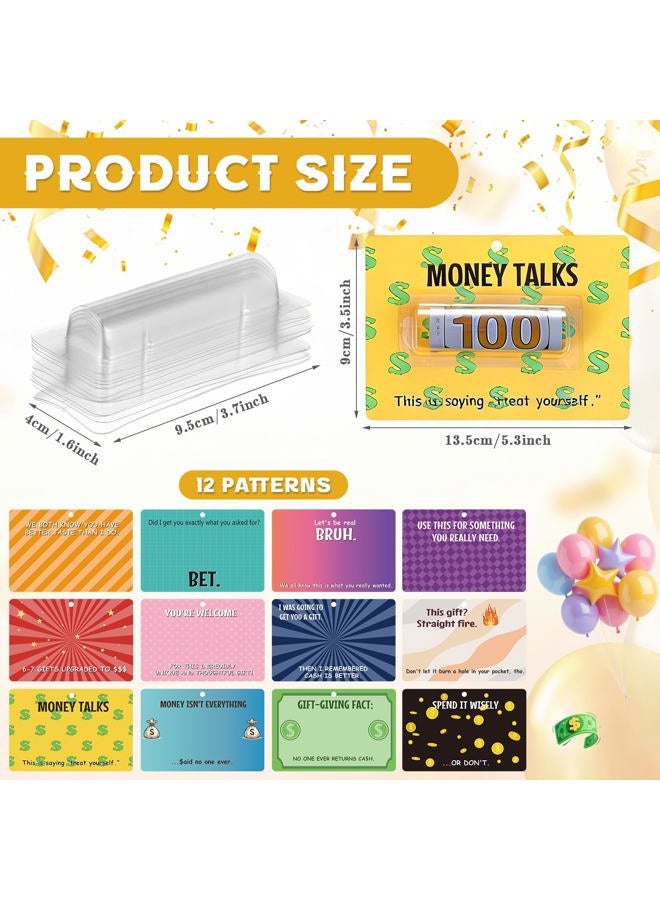 Tinlade 12 Pcs Funny Gift Card Money Holder Ornaments for Gifting Cash Checks Variety Fund Designs with Plastic Cover and Adhesive Give Cash as a Gift for Birthday Christmas(Phrases Collage Style) - Image 2