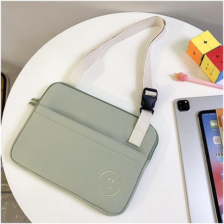 South Korea 11 Inch iPad Sleek Bag Apple Tablet Storage Bag Protected Laptop Bag Adjustable Crossbody Bag Green 