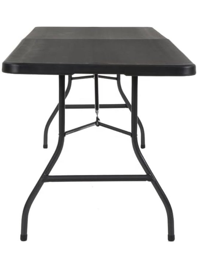 ECVV Multi-Functional Adjustable Folding Table with Carrying Handle, Portable Plastic | Picnic | Party | BBQ | Catering Buffet | Camping Table Indoor Outdoor | 180 * 74 * 74Cm | BLACK Black - Image 2