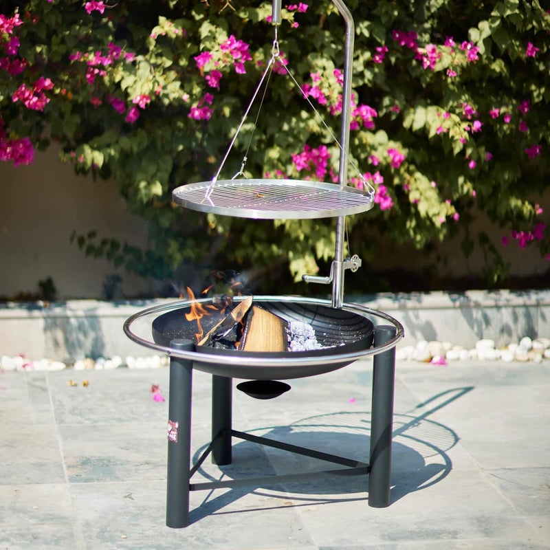 Bad Axe Hunter Firepit with Adjustable Grill –wood and charcoal -grilling for Backyard BBQs - Image 4