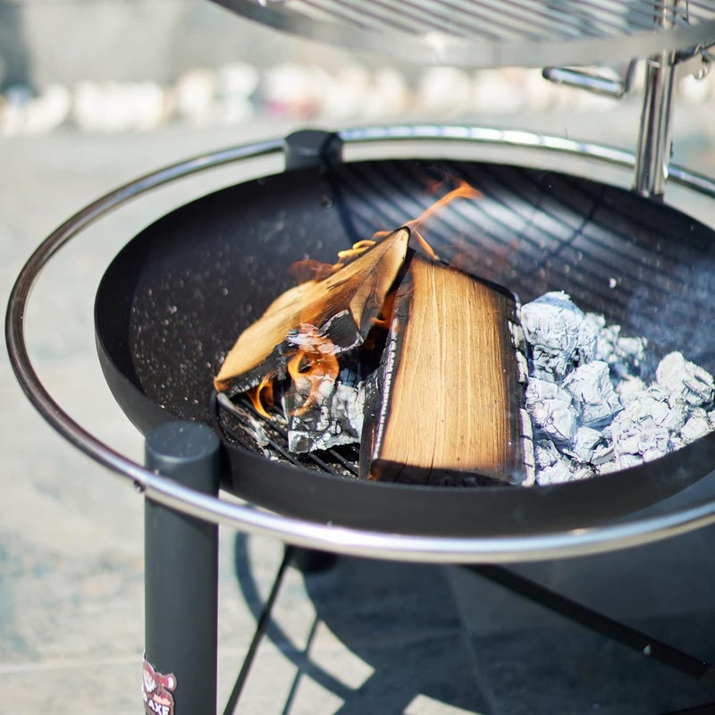 Bad Axe Hunter Firepit with Adjustable Grill –wood and charcoal -grilling for Backyard BBQs - Image 5
