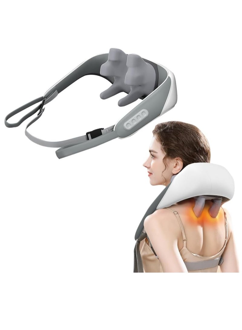 GUDOO Shiatsu Neck Shoulder Massager With Heat Relieve Tension Target Acupoints Spa-Quality 6D Extra Large Massage Head Wearable Design Ideal Pain Relief Muscle Relaxation Stress Reduction Grey - Image 1