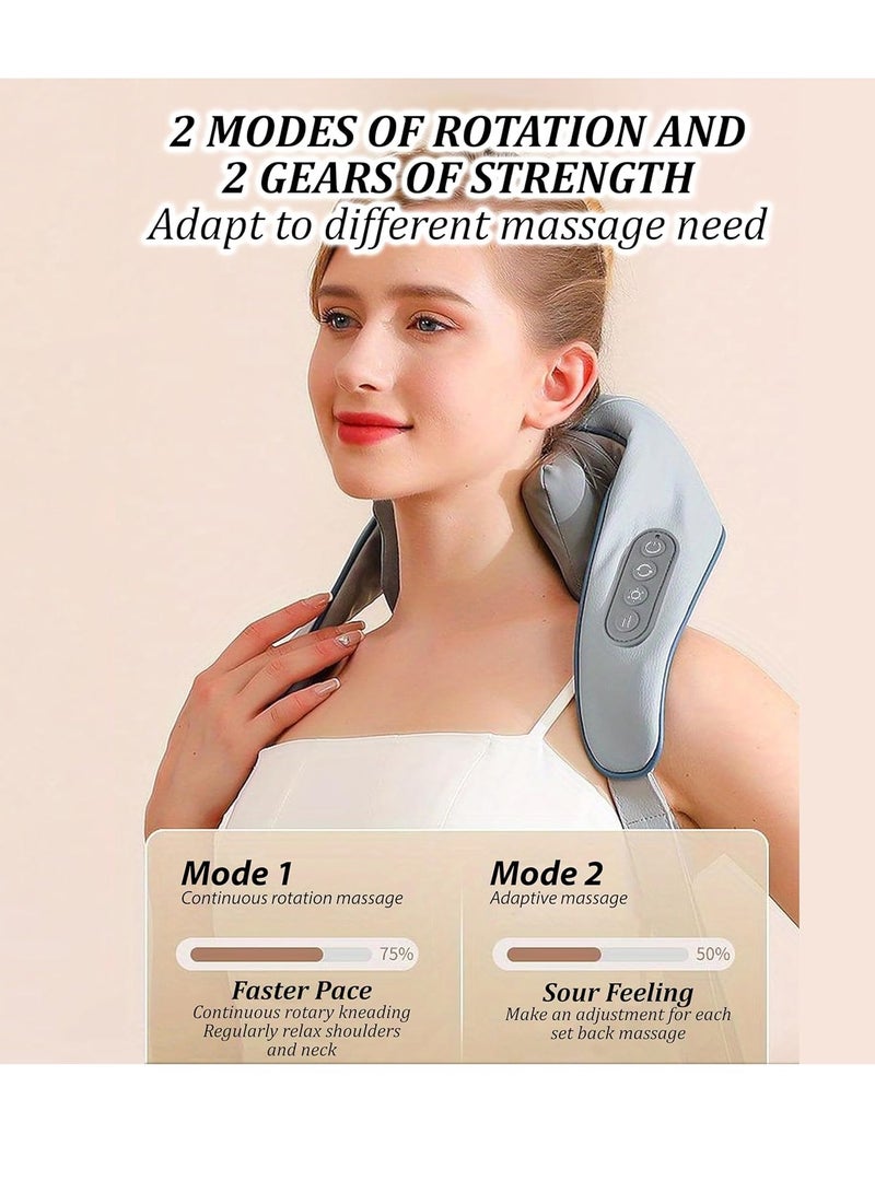 GUDOO Shiatsu Neck Shoulder Massager With Heat Relieve Tension Target Acupoints Spa-Quality 6D Extra Large Massage Head Wearable Design Ideal Pain Relief Muscle Relaxation Stress Reduction Grey - Image 3