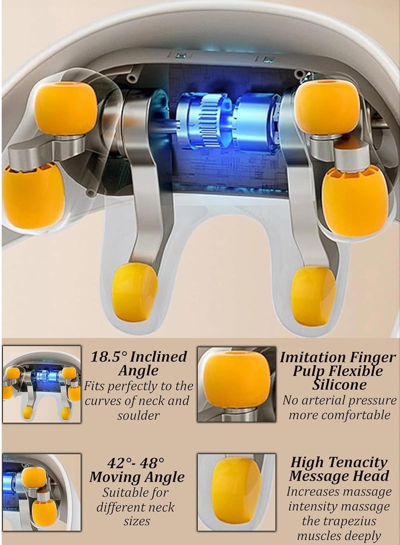 GUDOO Shiatsu Neck Shoulder Massager With Heat Relieve Tension Target Acupoints Spa-Quality 6D Extra Large Massage Head Wearable Design Ideal Pain Relief Muscle Relaxation Stress Reduction Grey - Image 5