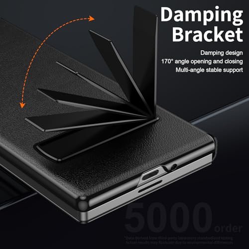 XIMAND for Samsung Galaxy Z Fold 7 Magnetic Flip Folding Case, Multi-Angle Bracket, High Classy Luxurious Business Leather, Full Body Hinge Protective Slim Cover. - Image 3