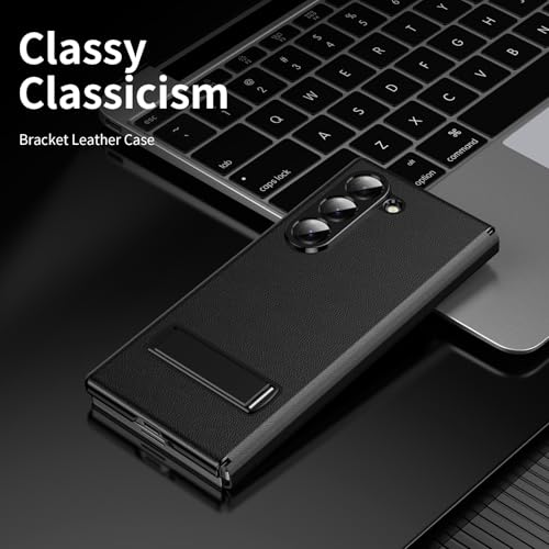 XIMAND for Samsung Galaxy Z Fold 7 Magnetic Flip Folding Case, Multi-Angle Bracket, High Classy Luxurious Business Leather, Full Body Hinge Protective Slim Cover. - Image 5