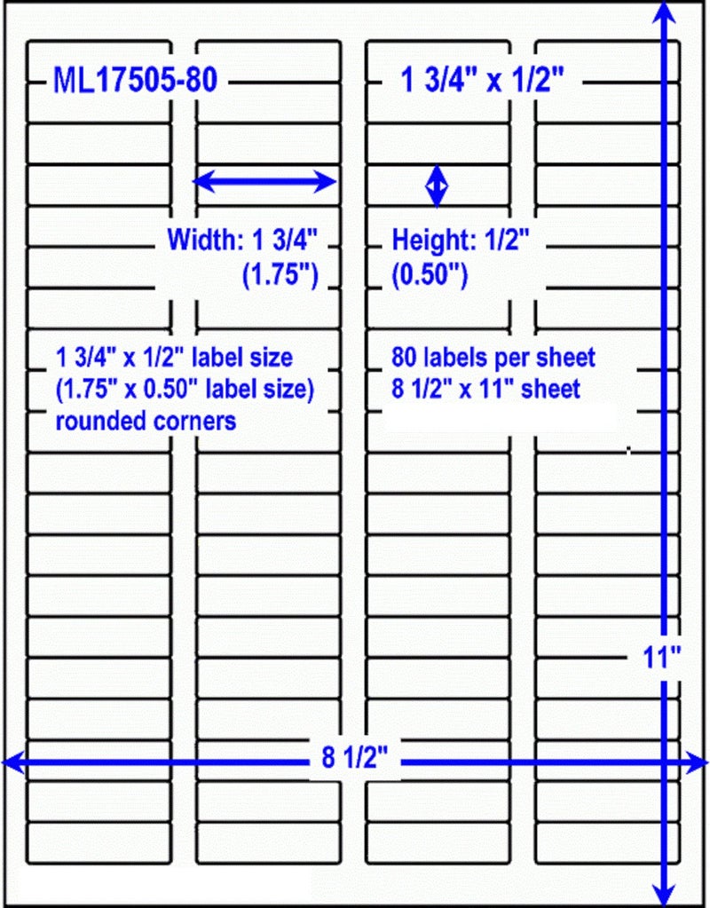 BESTeck White Laser Inkjet 1.75"x0.5" Return Address Mailing FBA Labels 80-UP 80 Labels Per Sheet (100 Sheets) - Image 3