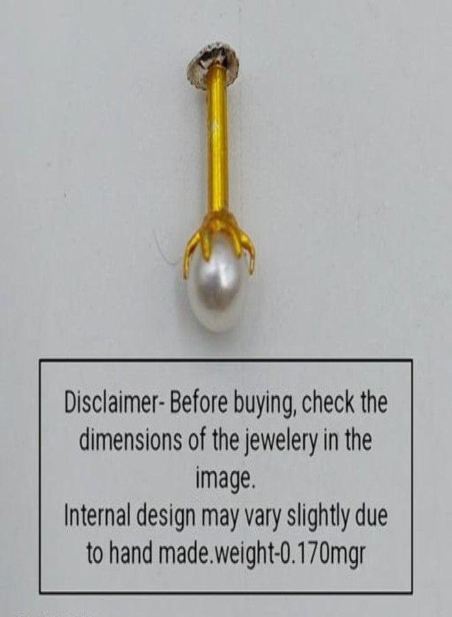 RENU CREATION House Of Common Pearl Gold-Plated Plated Brass Nose Stud Gold - Image 4