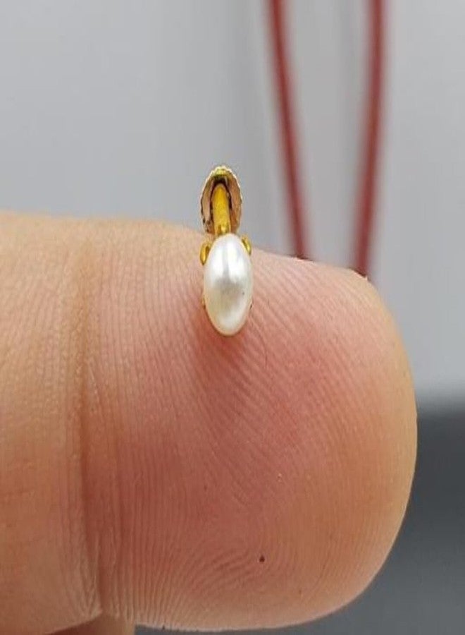 RENU CREATION House Of Common Pearl Gold-Plated Plated Brass Nose Stud Gold - Image 1