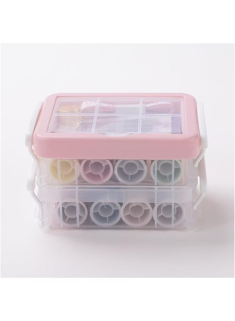 Multifunctional Sewing Kit Set of 33|Silai Machine Tools with Polyester Thread|Steel Needles (Transparent) - Image 2