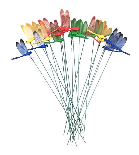 yueton 20pcs Garden Yard Planter Colorful Whimsical Dragonfly Lawn Stakes Garden Ornaments & Patio Decoration - Image 1