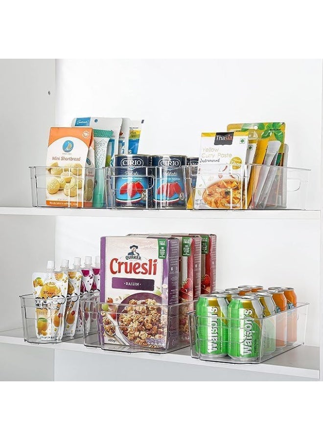CAZADORA Clear Fridge Organizer Bins Set – Transparent Plastic Storage Containers for Fridge, Freezer, and Pantry | Stackable Space-Saving Design with Built-in Easy-Grip Handles | BPA-Free, Durable, and Food-Safe Plastic Construction | Ideal for Fruits, Vegetables, Drinks, Condiments, Snacks, and Kitchen Essentials | Multi-Purpose Storage Boxes for Home, Office, and Beauty Organizing | 4-Piece Set (14.5" x 8.5") | Crystal Clear Visibility for Effortless Organization | Lightweight, Easy to Clean, and Reusable Kitchen Organizer Bins for Smart Storage - Image 5
