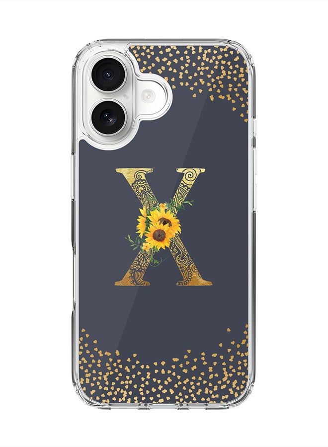 Stylizedd Classic Clear MagSafe Case for iPhone 17 , Hybrid Soft Case Flexible Edges Anti Drop TPU PC Gel Thin Transparent Cover [ Designed for iPhone 17 ] - Custom Monogram Initial Letter Floral Pattern Alphabet - X  (Grey )