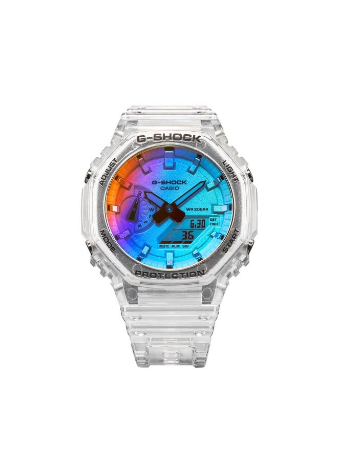 كاسيو ساعة كاسيو جي-شوك GA-2100SRS-7ADR، هيكل Carbon Core Guard، تناظري رقمي، إطار ثماني الأضلاع، مقاومة للصدمات، مقاومة للماء 200 متر، إضاءة LED مزدوجة، التوقيت العالمي - Image 2