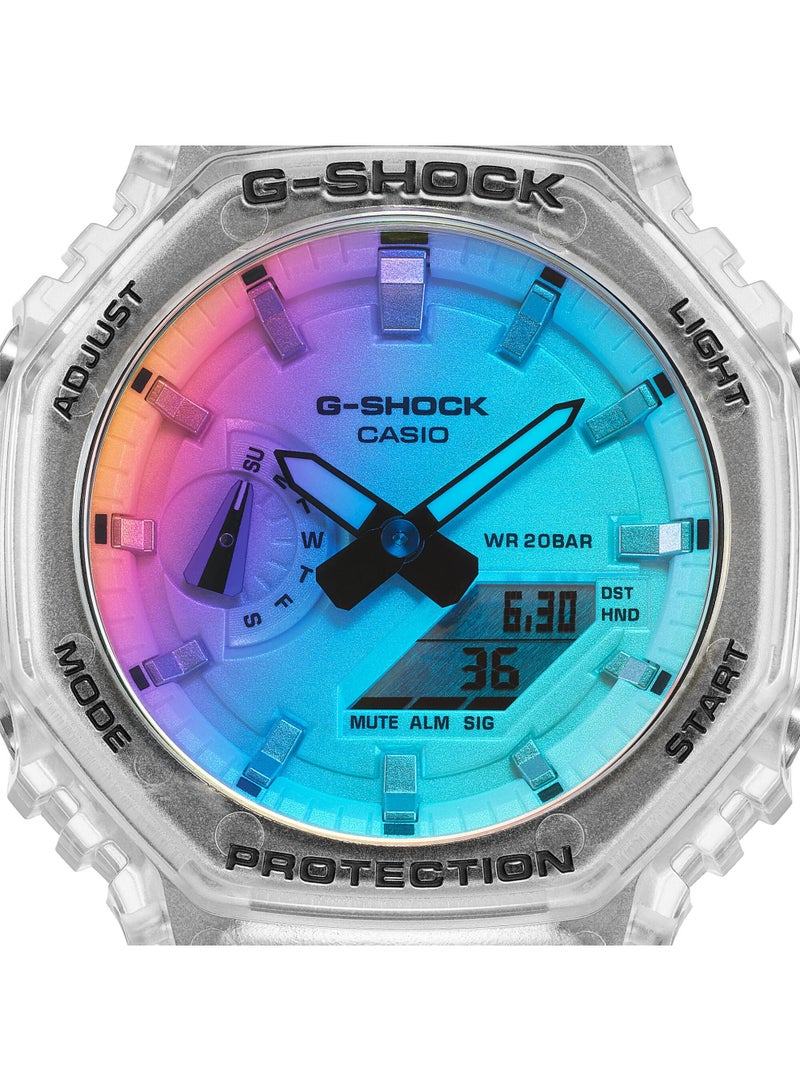 كاسيو ساعة كاسيو جي-شوك GA-2100SRS-7ADR، هيكل Carbon Core Guard، تناظري رقمي، إطار ثماني الأضلاع، مقاومة للصدمات، مقاومة للماء 200 متر، إضاءة LED مزدوجة، التوقيت العالمي - Image 3