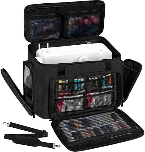 ITHWIU Sewing Machine Carrying Case with Multiple Storage Pockets for Accessories, Universal Tote Storage Bag Compatible with Most Standard Singer, Brother, Janome, Black - Image 1