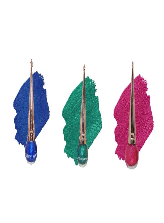 Bigwig Liquid Glitter Eyeliner,Water Resistant,Long-Lasting,Smudge-Proof,(multicolour)(pack of 3) (SHIMMER BLUE,GREEN,PINK) - Image 1