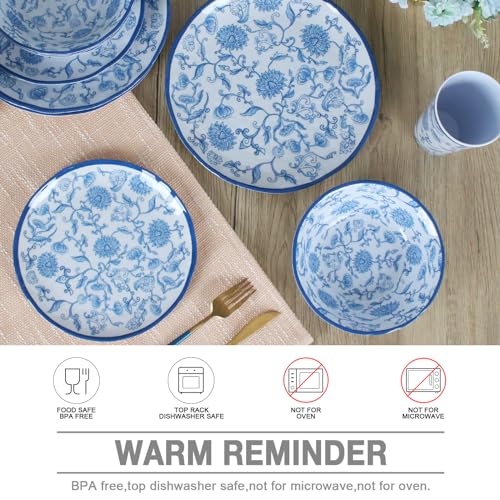 DAPOTO Melamine Dinnerware Set for 4-16 Pcs:Camping Dishes Set with Dinner Plates,Salad Plates,Cups and Bowls.Lightweight and Unbreakable.Indoor and Outdoor Use. - Image 5