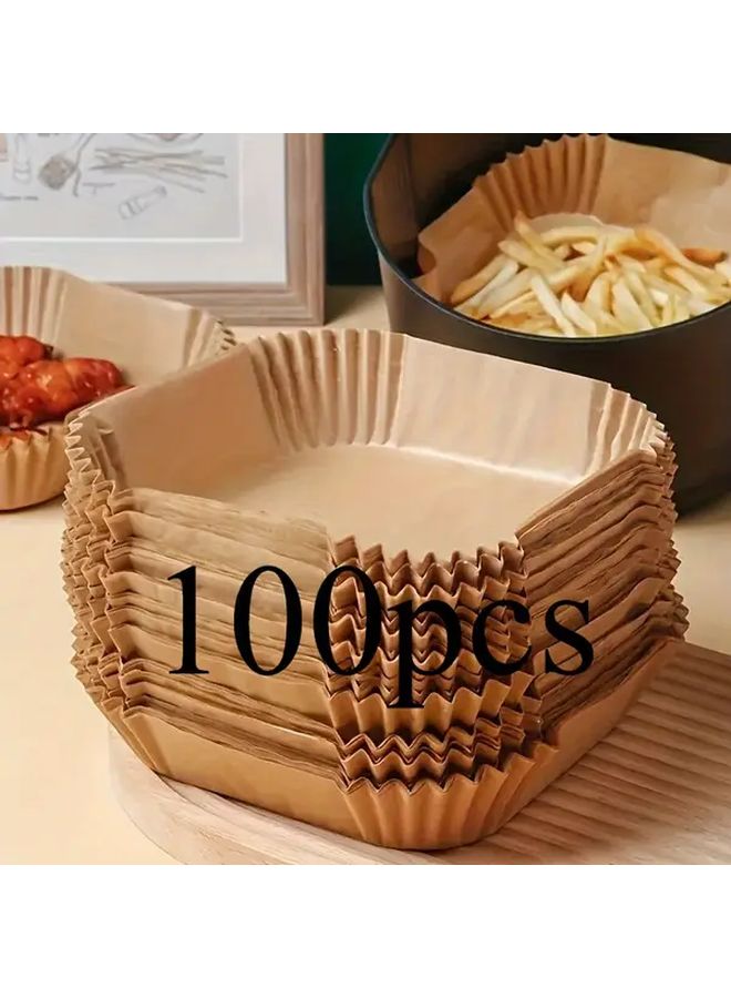 100 Sheets Non Stick Square Air Fryer Lining Oil Absorbing Paper Easy Clean Baking Microwave Cooking - Image 1