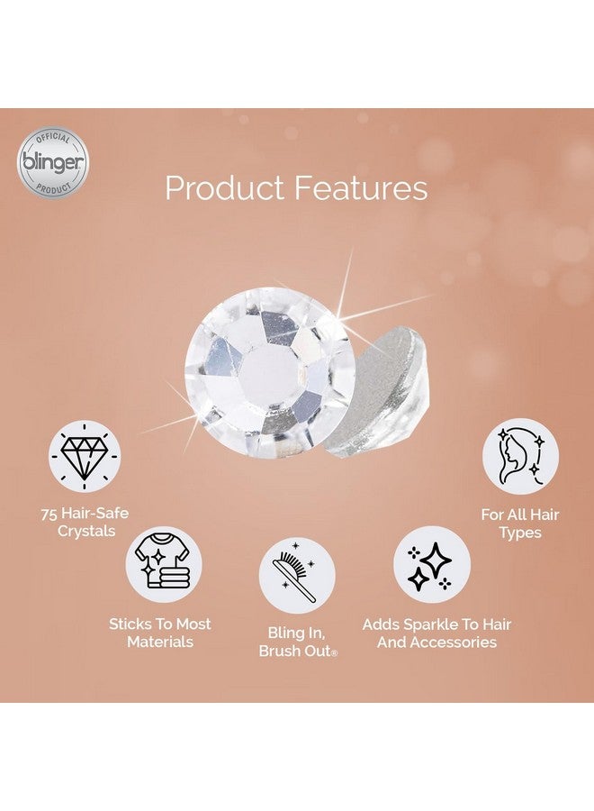 Blinger blinger Starter Kit | Women's Hair Styling Tool + 75 Precision-Cut Glass Crystals | Bling Hair in Seconds! Bedazzling Multi-Faceted Gems | Hair-Safe - Bling In Brush Out - Image 4