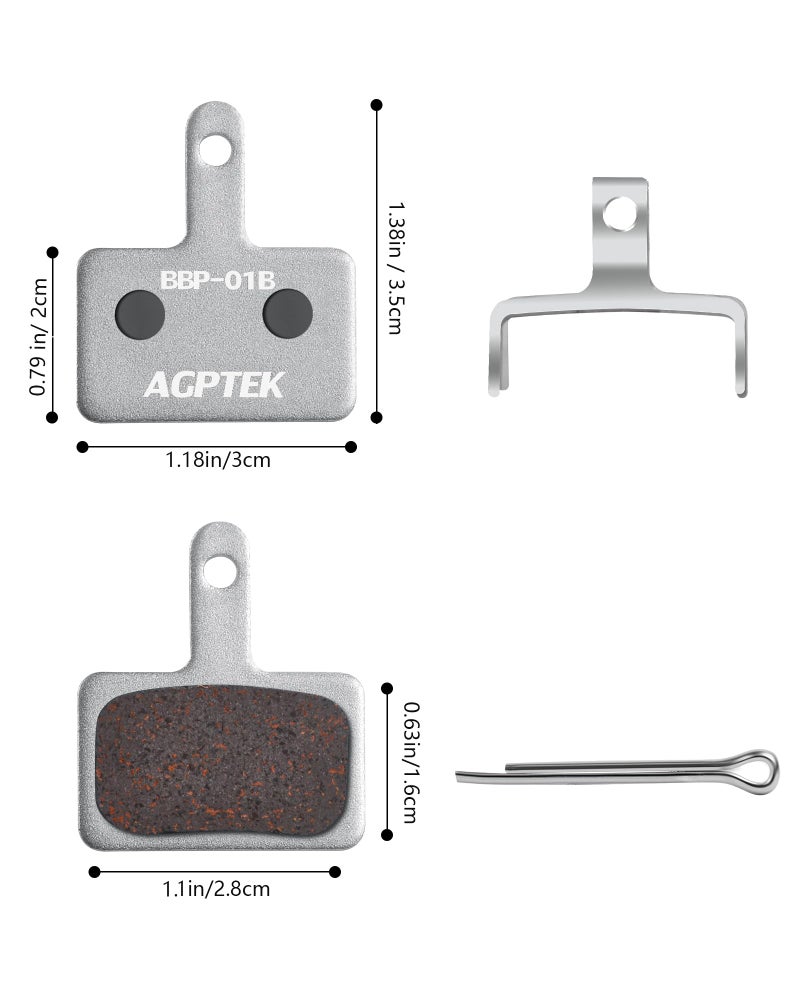 AGPTEK Bike Brake Pads, High-Performance Brake Pads, Disc Brake Pads & Spring (Semi-Metallic) for Mountain Bike Disc Brakes, 4 Pairs Bike Pads, Compatible with TRP Tektro Shimano Deore Br-Silver - Image 5